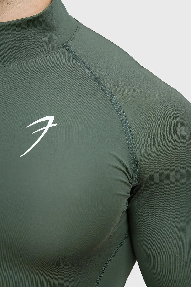 High Neck Compression Full Sleeves T-shirt Olive by Fuaark Nz