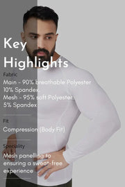 Compression 2.0 Full Sleeves T-shirt White by Fuaark Nz