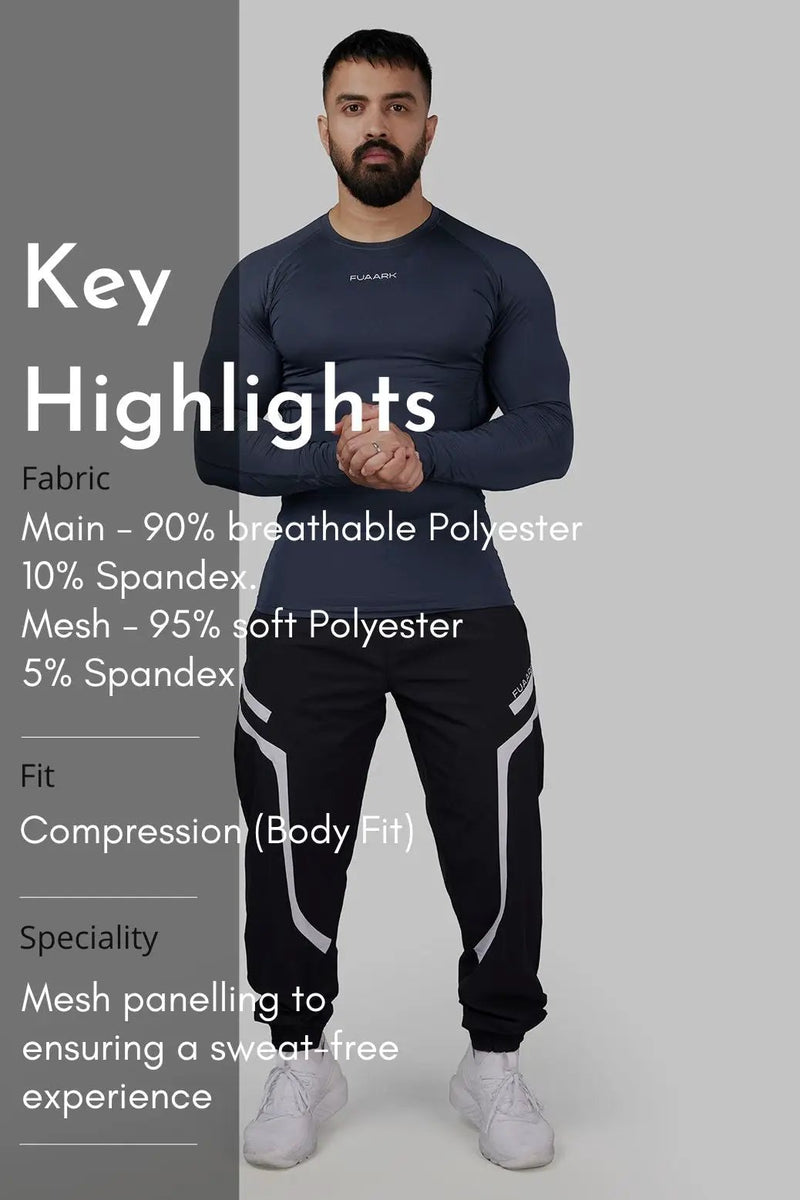 Compression 2.0 Full Sleeves T-shirt Grey by Fuaark Nz