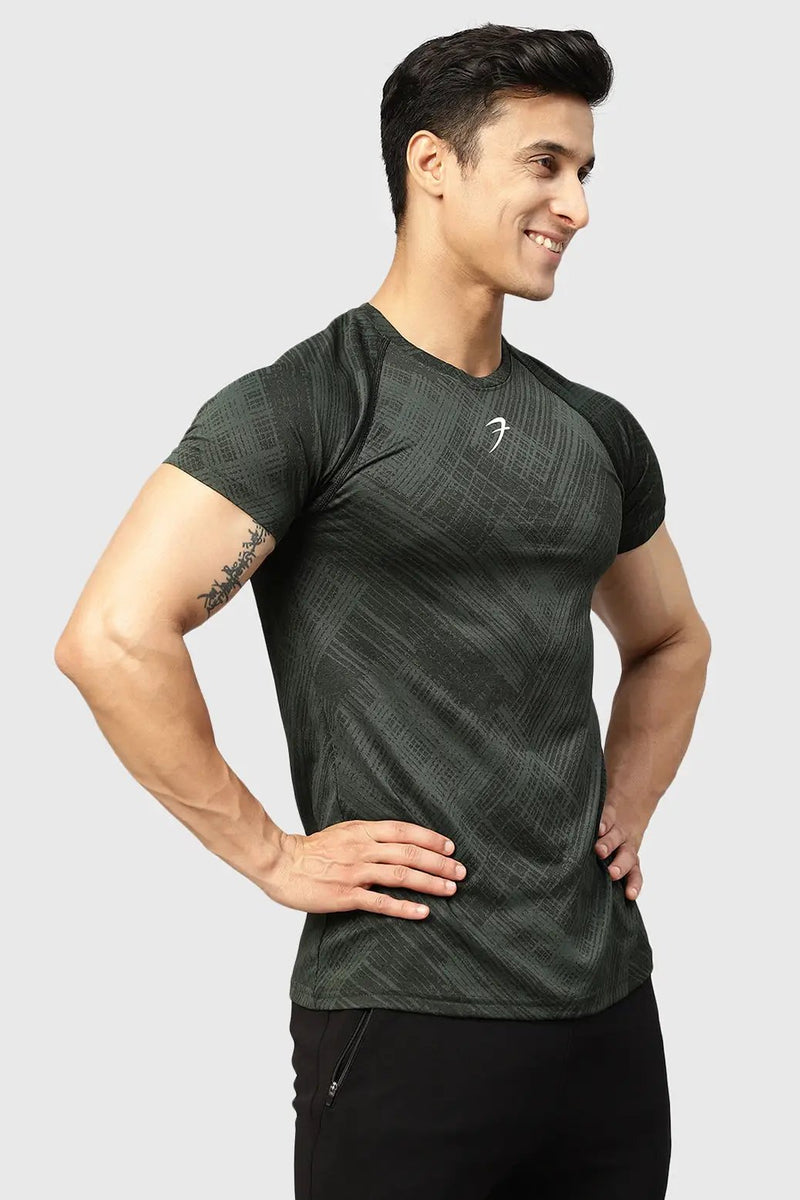 Ozone Jacquard T-shirt Green by Fuaark Nz