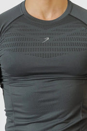 Power Seamless T-shirt Grey/Logo by Fuaark Nz