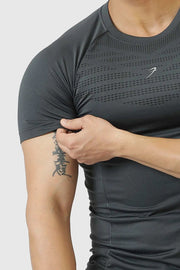 Power Seamless T-shirt Grey/Logo by Fuaark Nz