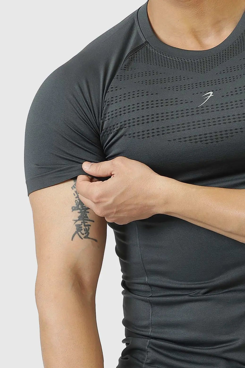 Power Seamless T-shirt Grey/Logo by Fuaark Nz