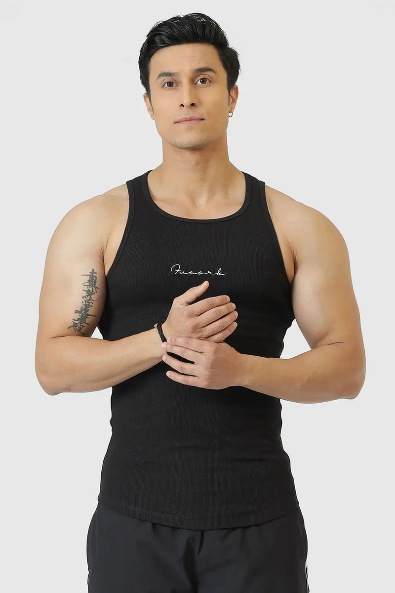 Ribbed Tank Black by Fuaark Nz