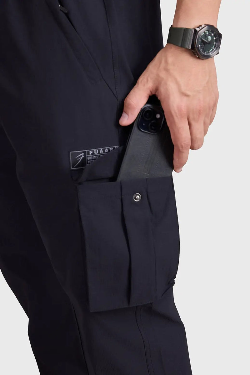Script Cargo Joggers Black by Fuaark Nz