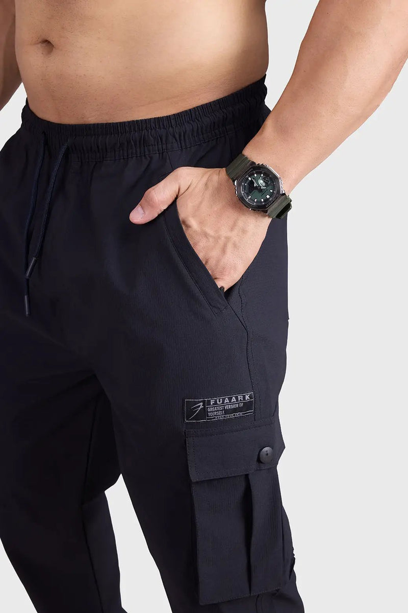 Script Cargo Joggers Black by Fuaark Nz