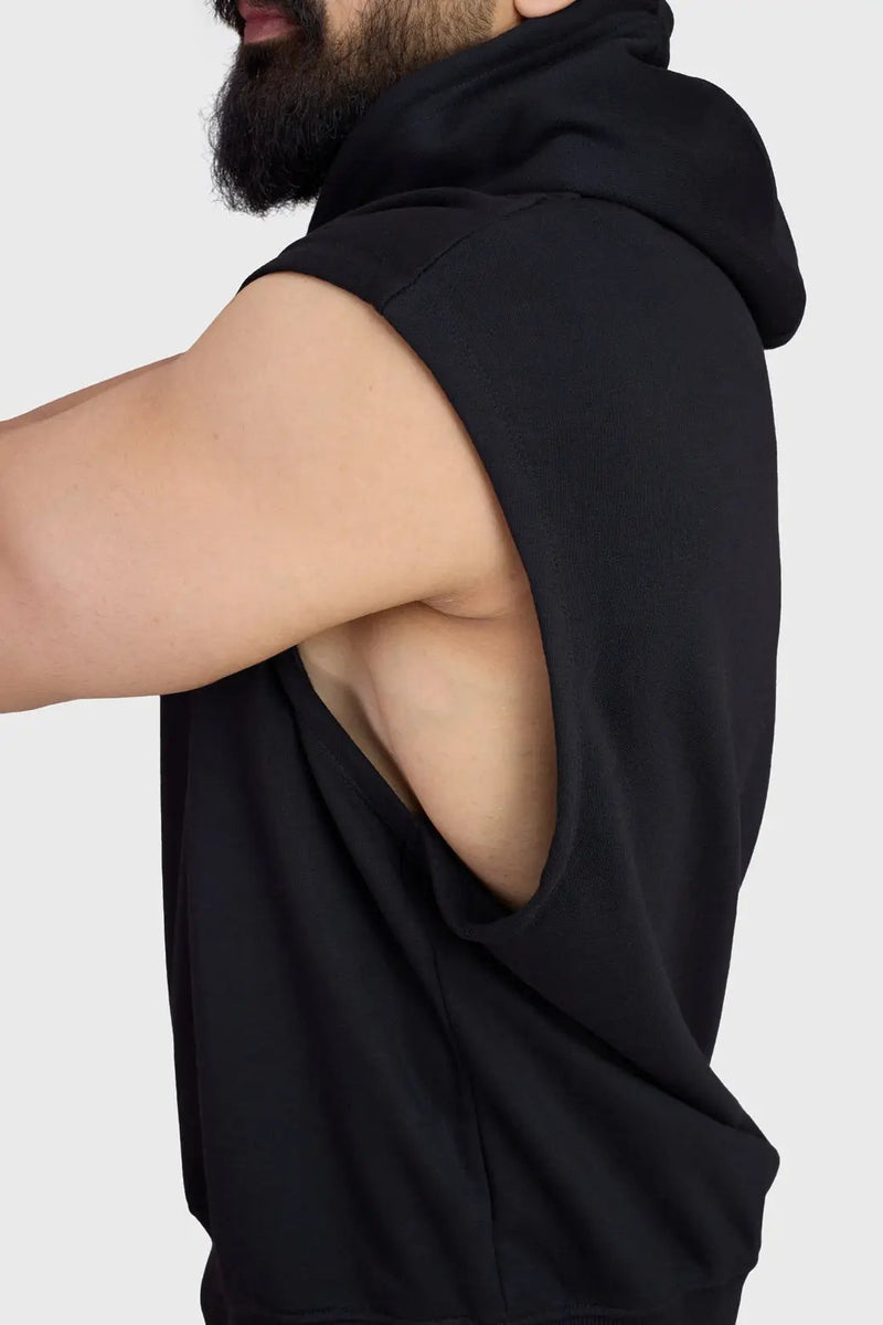 Signature Cap Sleeves Hoodie Black by Fuaark Nz