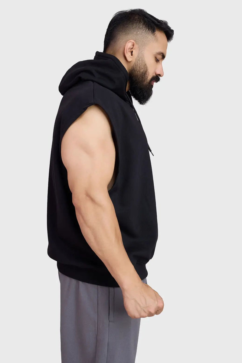 Signature Cap Sleeves Hoodie Black by Fuaark Nz
