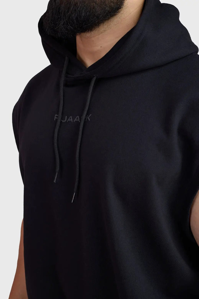 Signature Cap Sleeves Hoodie Black by Fuaark Nz
