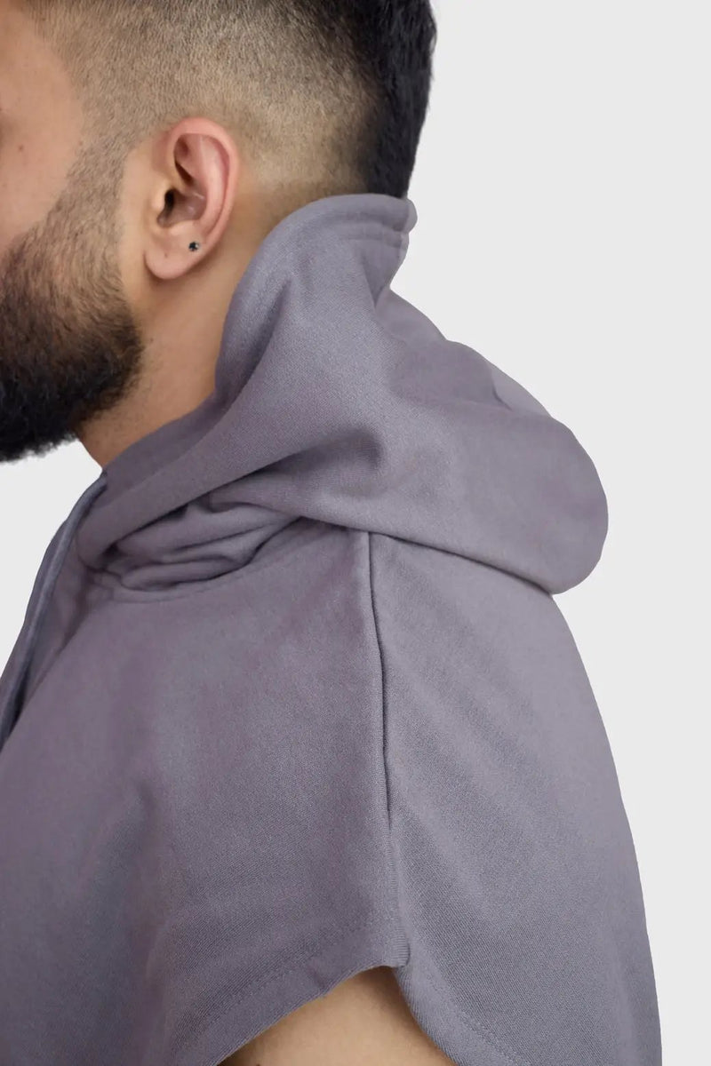 Signature Cap Sleeves Hoodie Dark Grey by Fuaark Nz