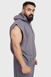 Signature Cap Sleeves Hoodie Dark Grey by Fuaark Nz