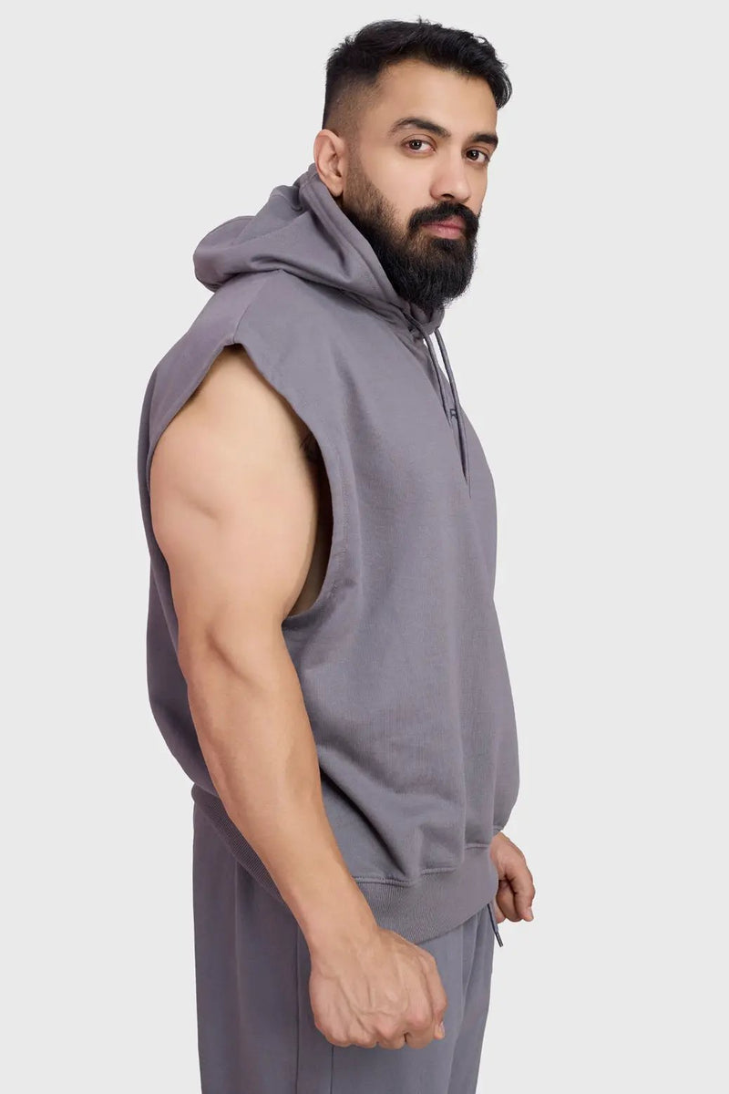 Signature Cap Sleeves Hoodie Dark Grey by Fuaark Nz