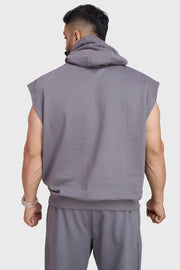 Signature Cap Sleeves Hoodie Dark Grey by Fuaark Nz