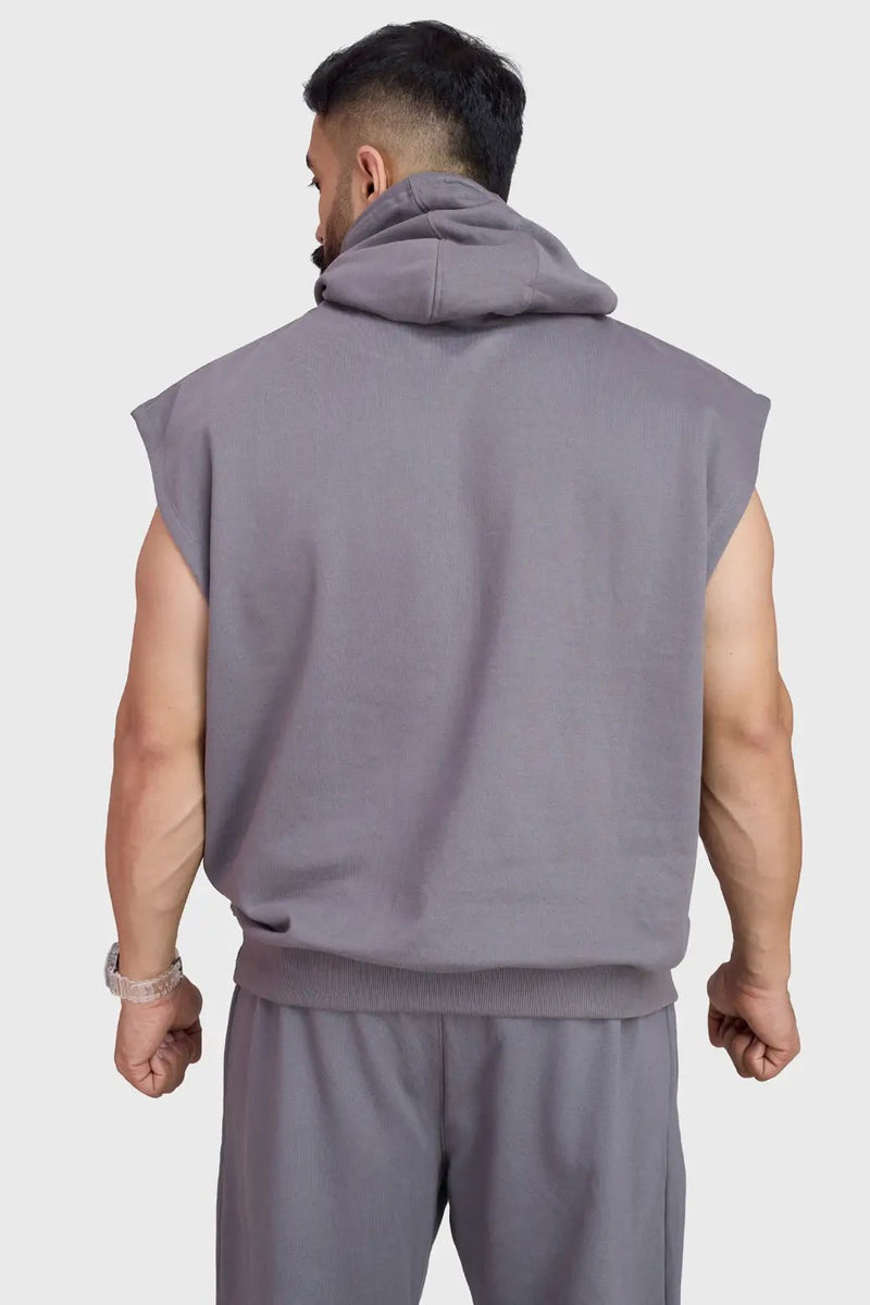 Signature Cap Sleeves Hoodie Dark Grey by Fuaark Nz