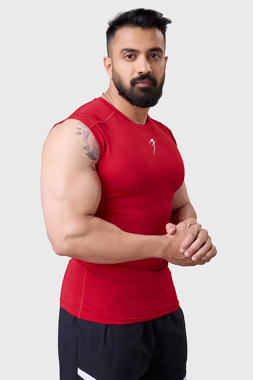 Compression Sleeveless Tank Red by Fuaark Nz