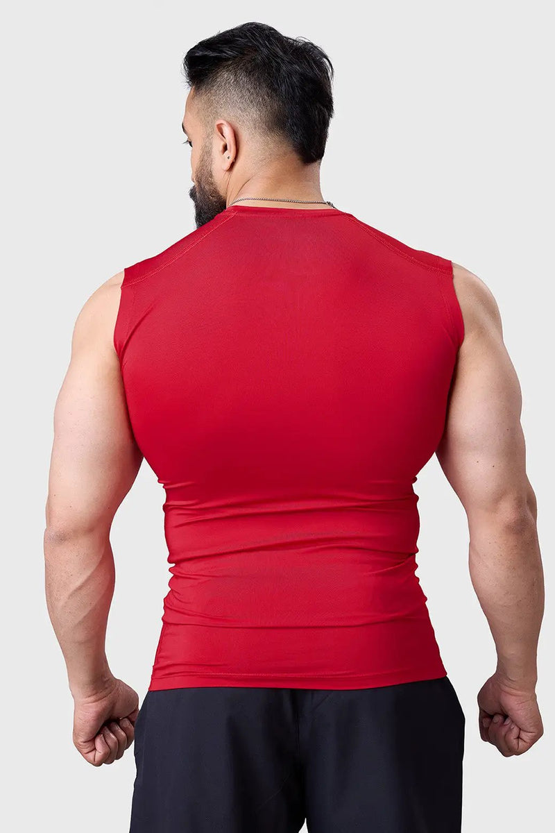 Compression Sleeveless Tank Red by Fuaark Nz