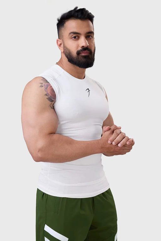 Compression Sleeveless Tank White by Fuaark Nz