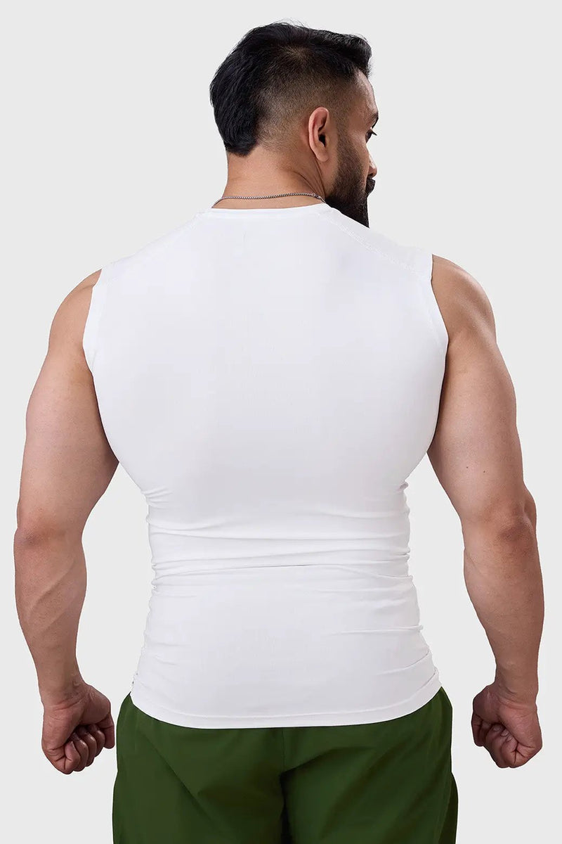 Compression Sleeveless Tank White by Fuaark Nz