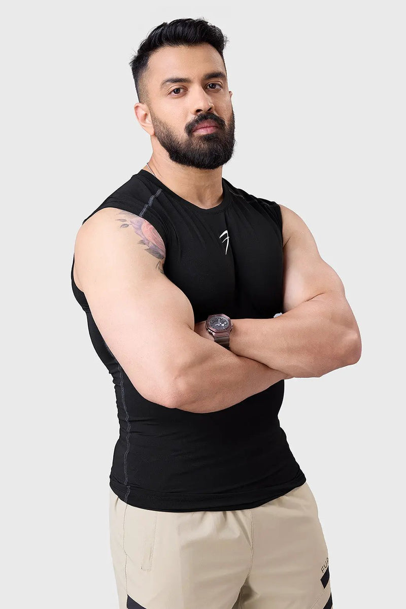 Compression Sleeveless Tank Black by Fuaark Nz