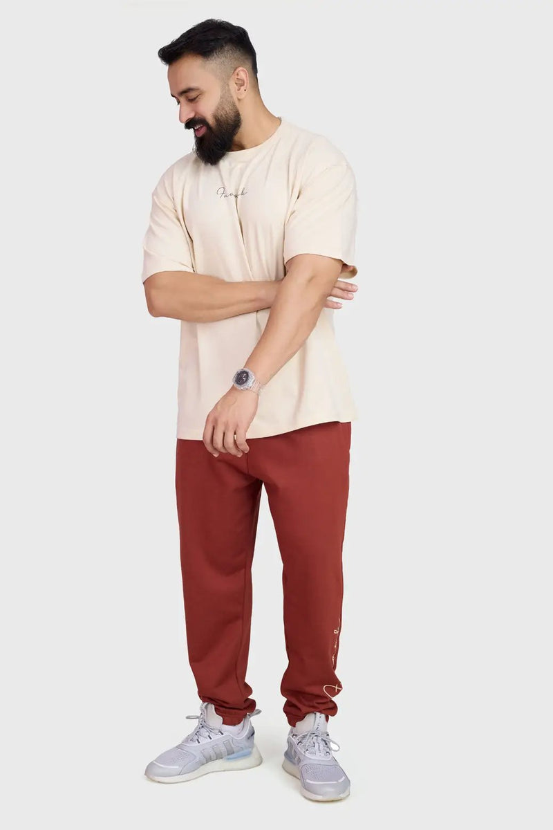 Signature Oversized Band Joggers Rust by Fuaark Nz