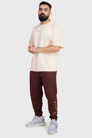 Signature Oversized Band Joggers Brown by Fuaark Nz