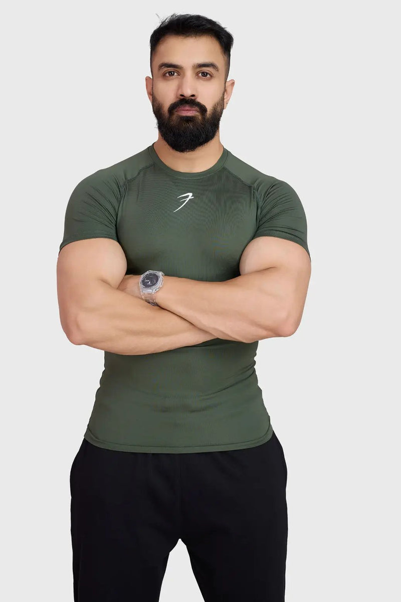 Compression T-shirt Olive by Fuaark Nz