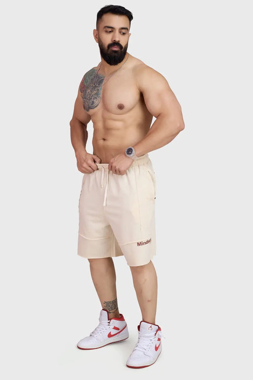 Raw Edge Oversized Shorts Beige by Fuaark Nz