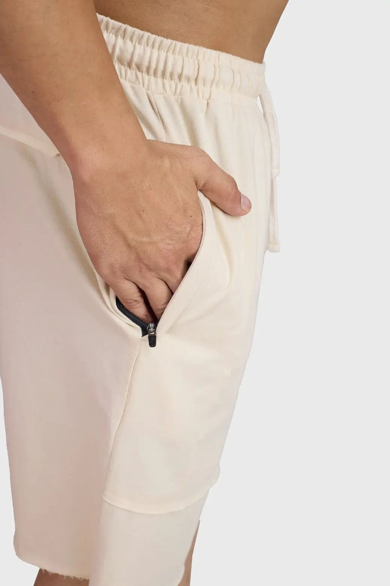 Raw Edge Oversized Shorts Beige by Fuaark Nz