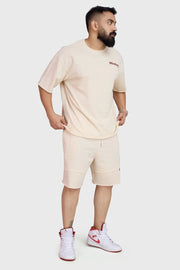 Raw Edge Oversized Shorts Beige by Fuaark Nz