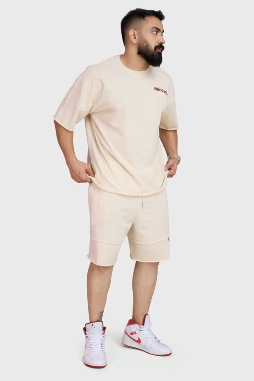 Raw Edge Oversized Shorts Beige by Fuaark Nz