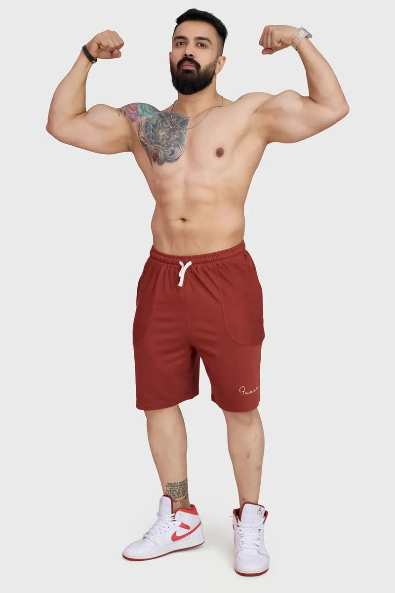 Weekend Oversized Shorts Rust by Fuaark Nz