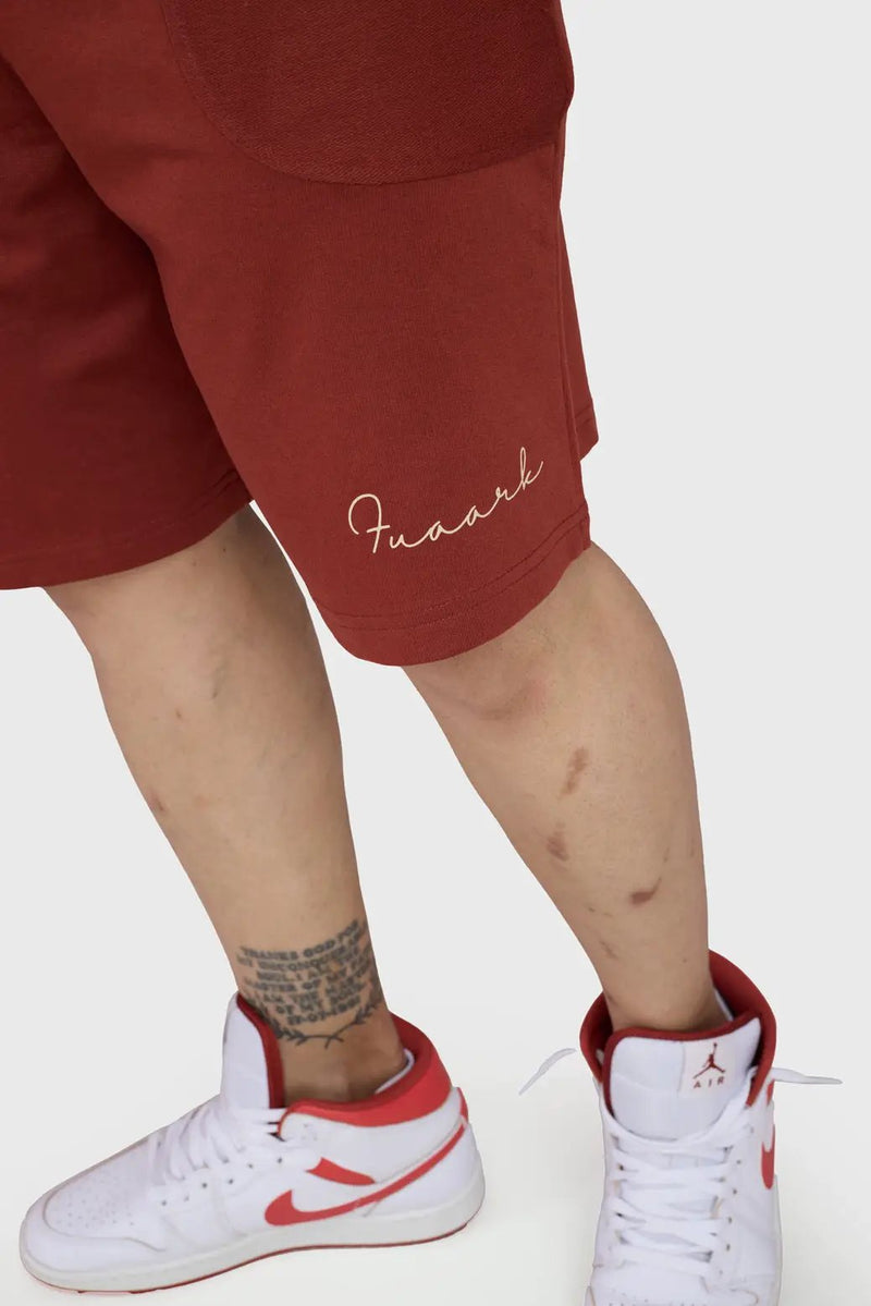 Weekend Oversized Shorts Rust by Fuaark Nz