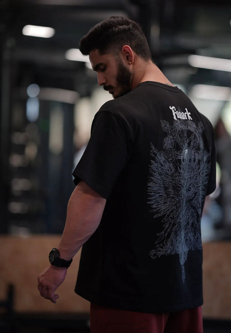 Eagle Oversized T-shirt Black by Fuaark Nz
