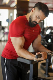 Power Seamless T-shirt Red/Logo by Fuaark Nz