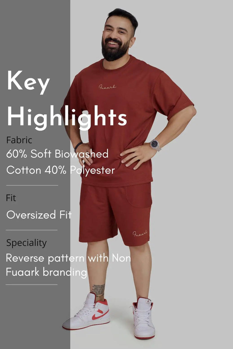 Weekend Oversized Shorts Rust by Fuaark Nz
