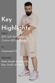 Raw Edge Oversized Shorts Beige by Fuaark Nz