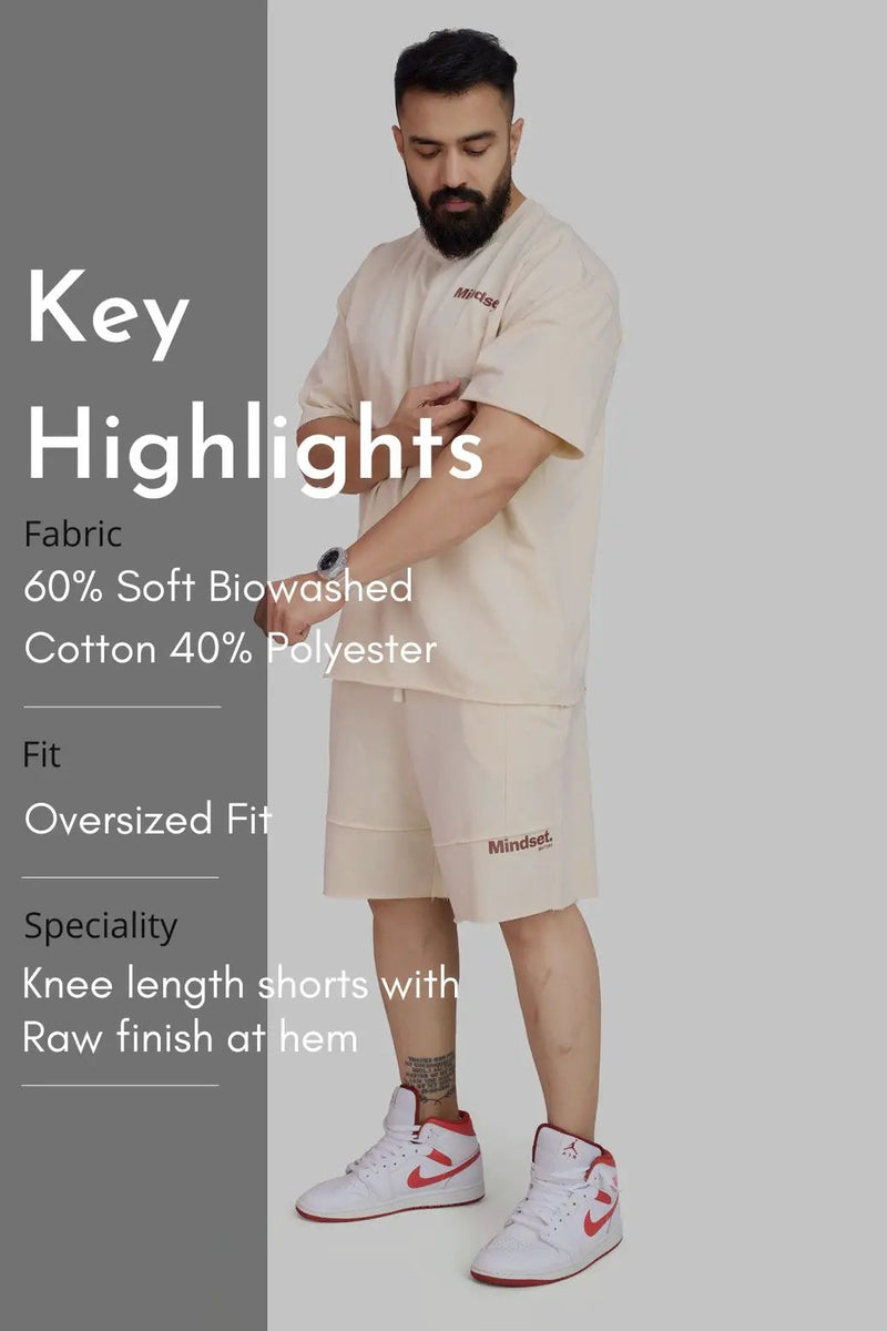 Raw Edge Oversized Shorts Beige by Fuaark Nz