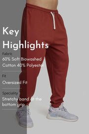 Signature Oversized Band Joggers Rust by Fuaark Nz