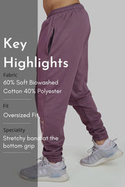 Signature Oversized Band Joggers Mauve by Fuaark Nz