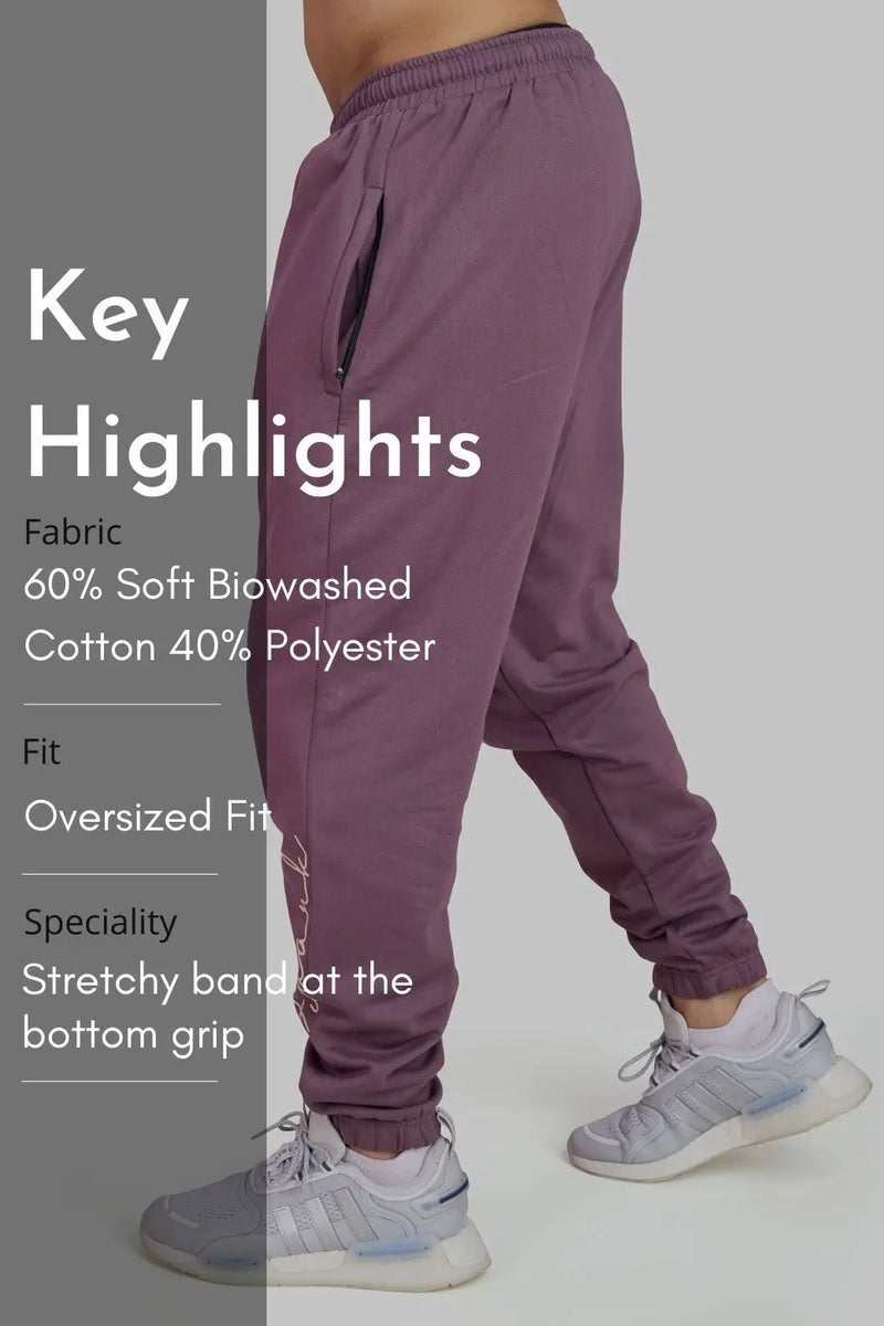 Signature Oversized Band Joggers Mauve by Fuaark Nz