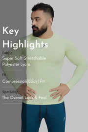 Compression Fullsleeves T-shirt Lime by Fuaark Nz