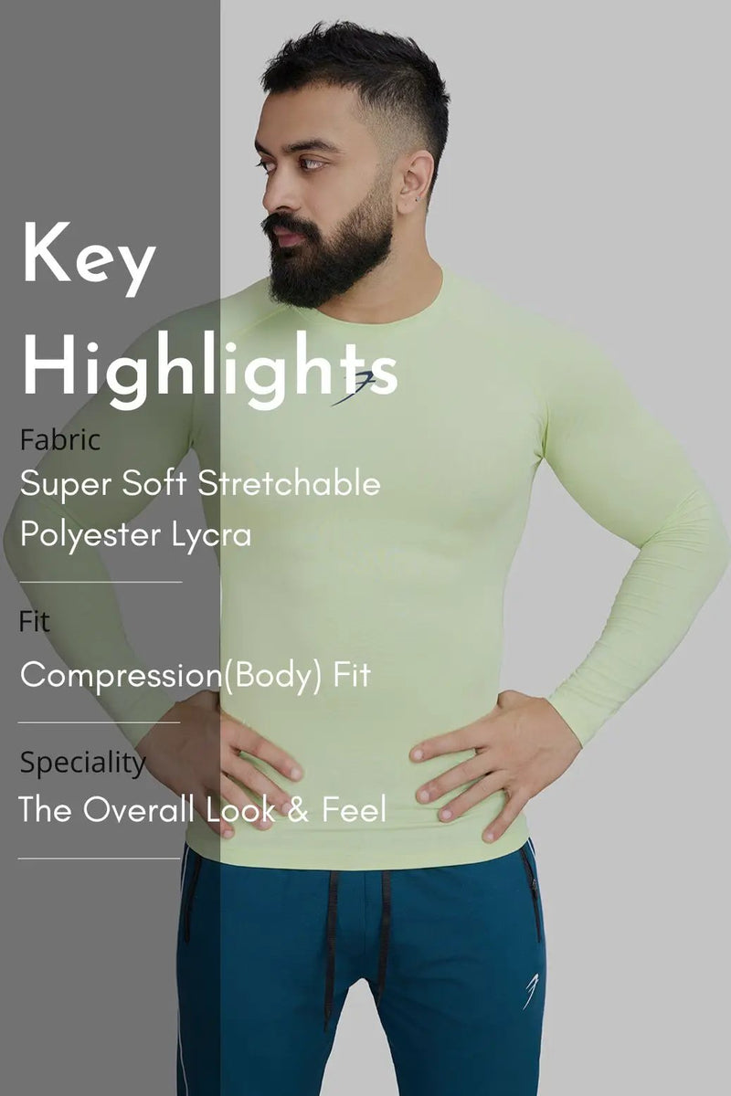 Compression Fullsleeves T-shirt Lime by Fuaark Nz