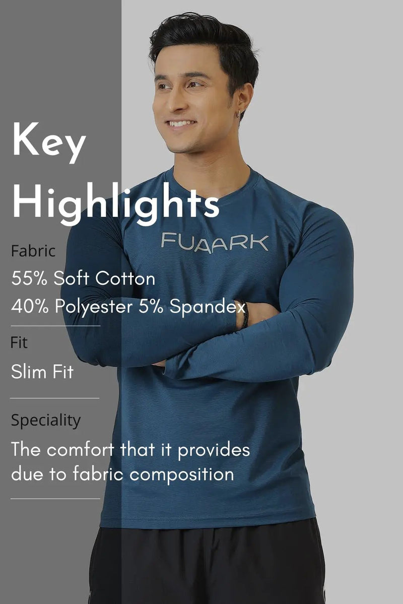 Chase Full Sleeves T-shirt Teal by Fuaark Nz