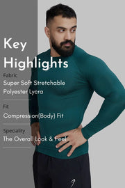 Compression Fullsleeves T-shirt Emerald Green by Fuaark Nz