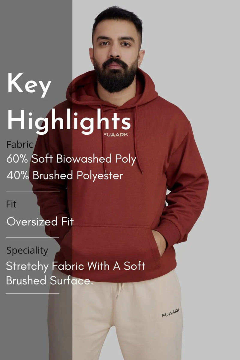 Signature Oversized Hoodie Rust by Fuaark Nz