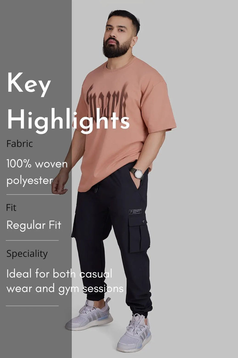 Script Cargo Joggers Black by Fuaark Nz