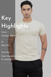 Legacy Crew Neck T-shirt Beige by Fuaark Nz
