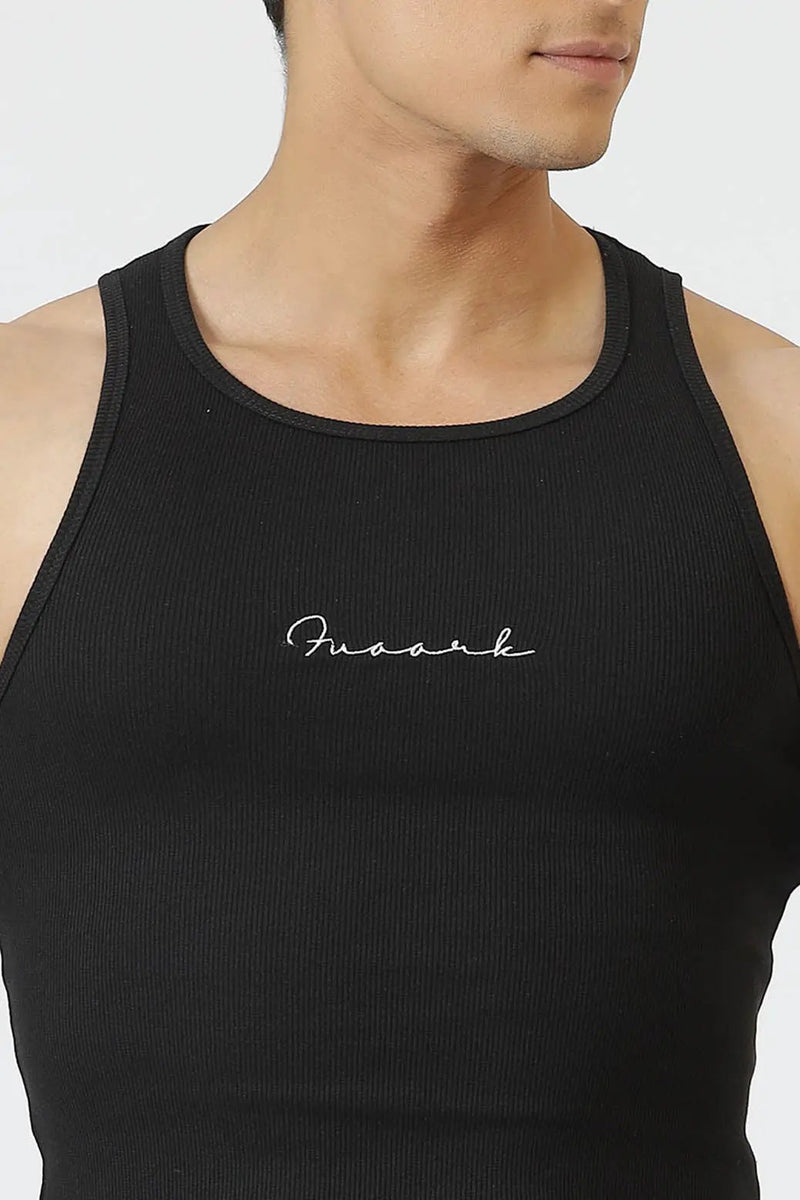 Ribbed Tank Black by Fuaark Nz
