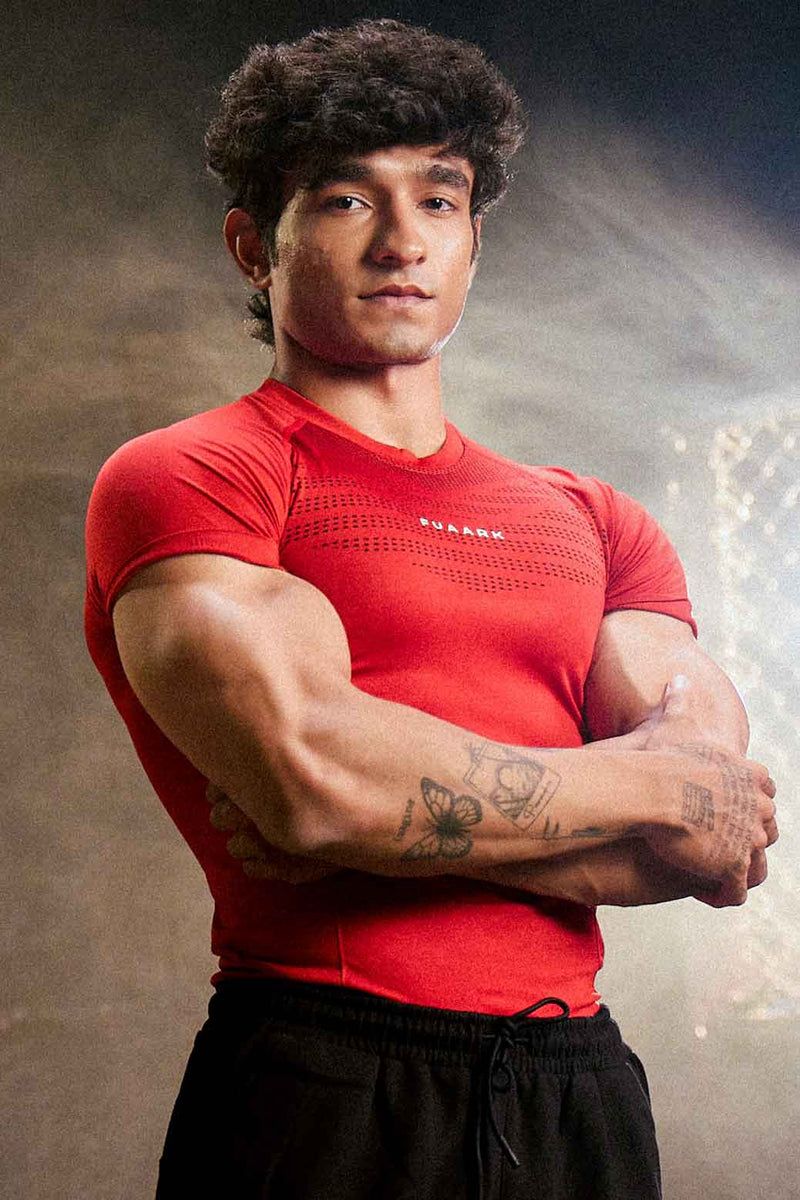 Power Seamless T-shirt Red/ Fuaark by Fuaark Nz