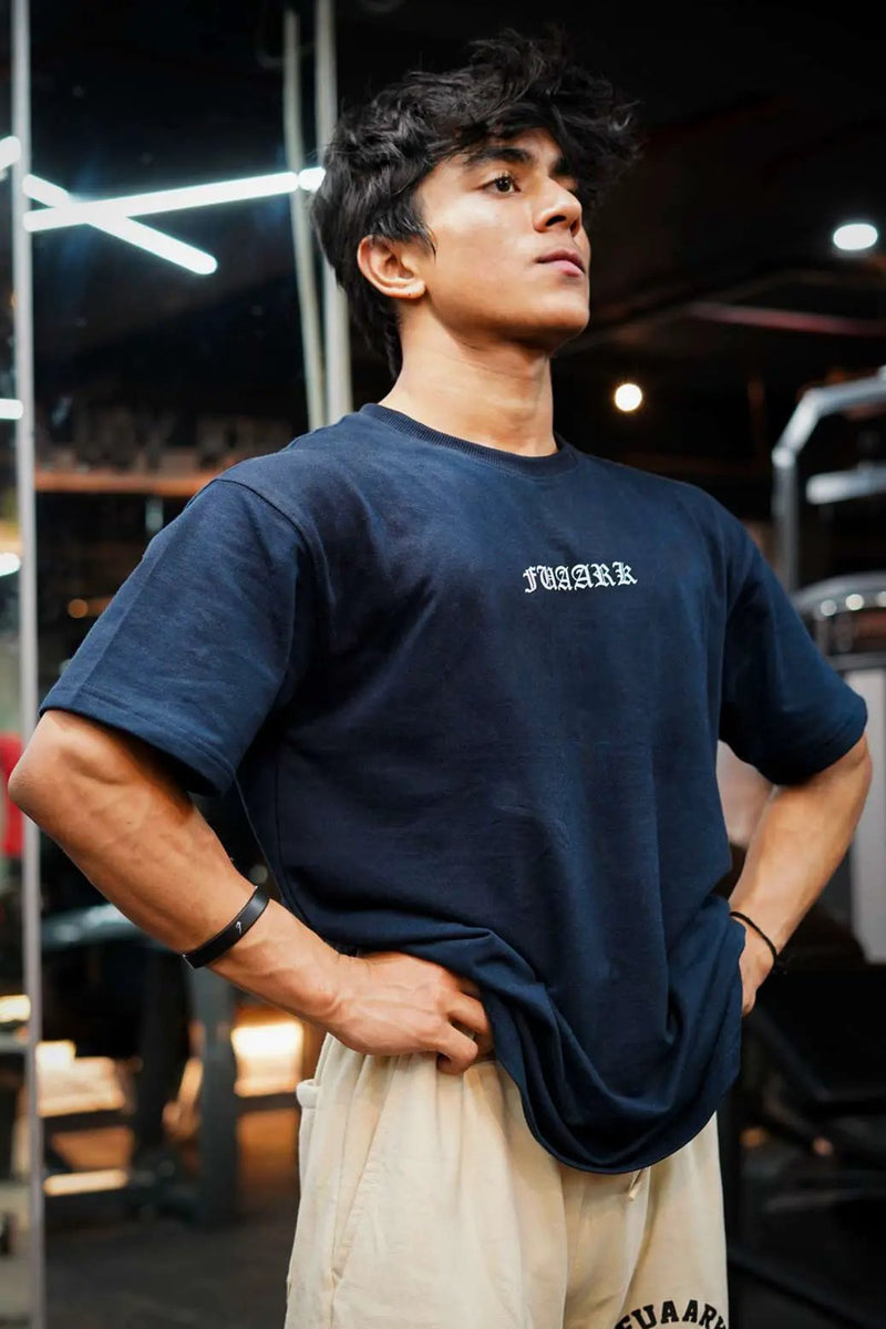 Sword Oversized T-shirt Navy by Fuaark Nz